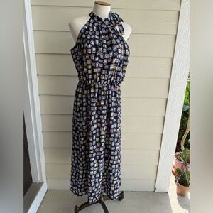 Maison Jules high tie neck sleeveless halter dress